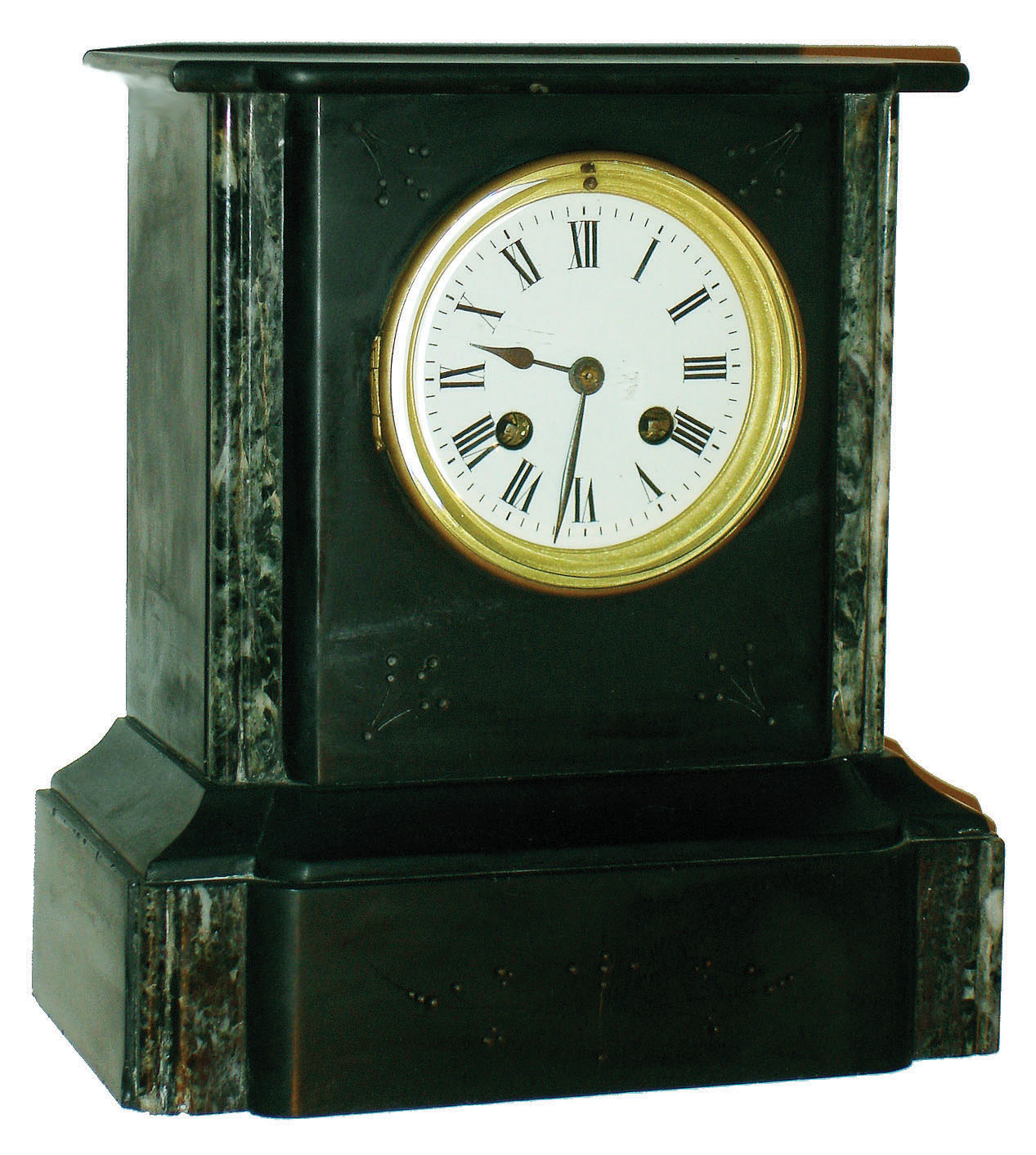 French black marble 8 day time and strike mantel clock, c1900 — Antique Clocks Price Guide