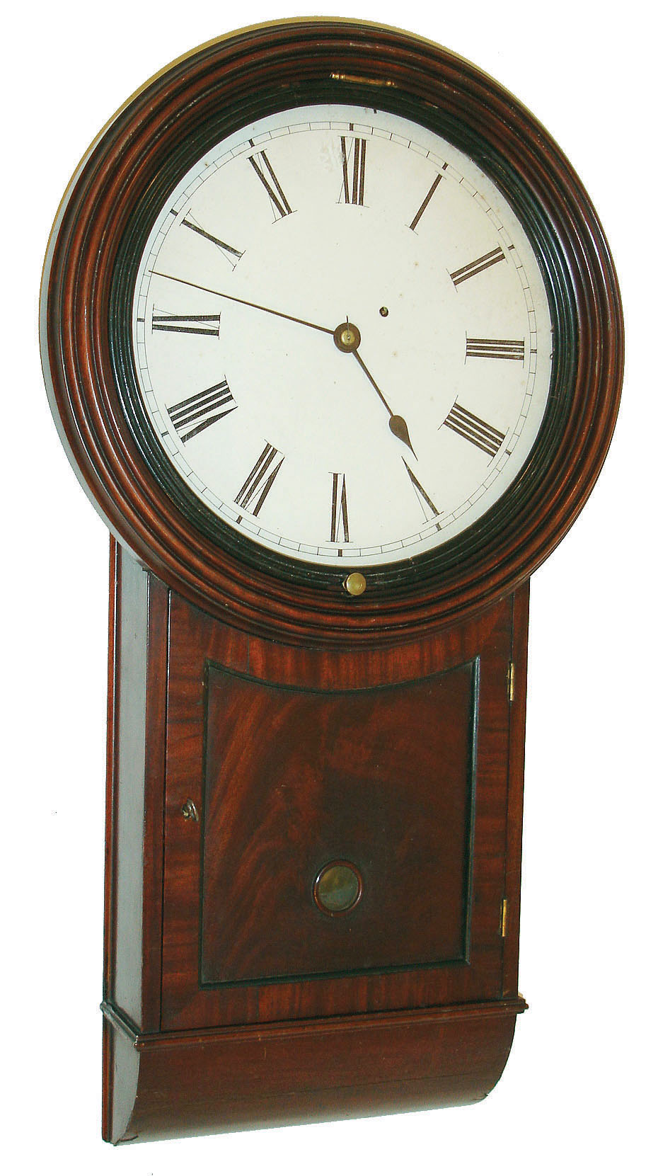 Martin Cheney, Montreal, Canada, 8-day "Parliament" style wall timepiece in a mahogany veneered case. This wall clock is typical of those produced by Cheney, a native of Connecticut, during his later years working at Burlington, VT and Montreal, c1835 — Antique Clocks Price Guide