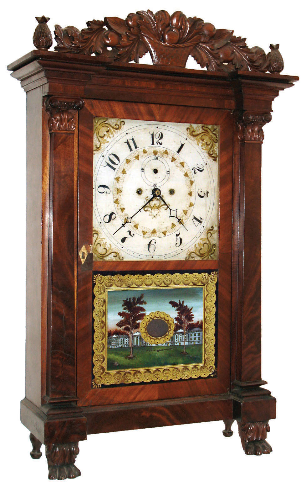 Lucius B. Bradley, Watertown, Conn., 8 day, time and strike weight Salem Bridge movement shelf clock, c1830 — Antique Clocks Price Guide