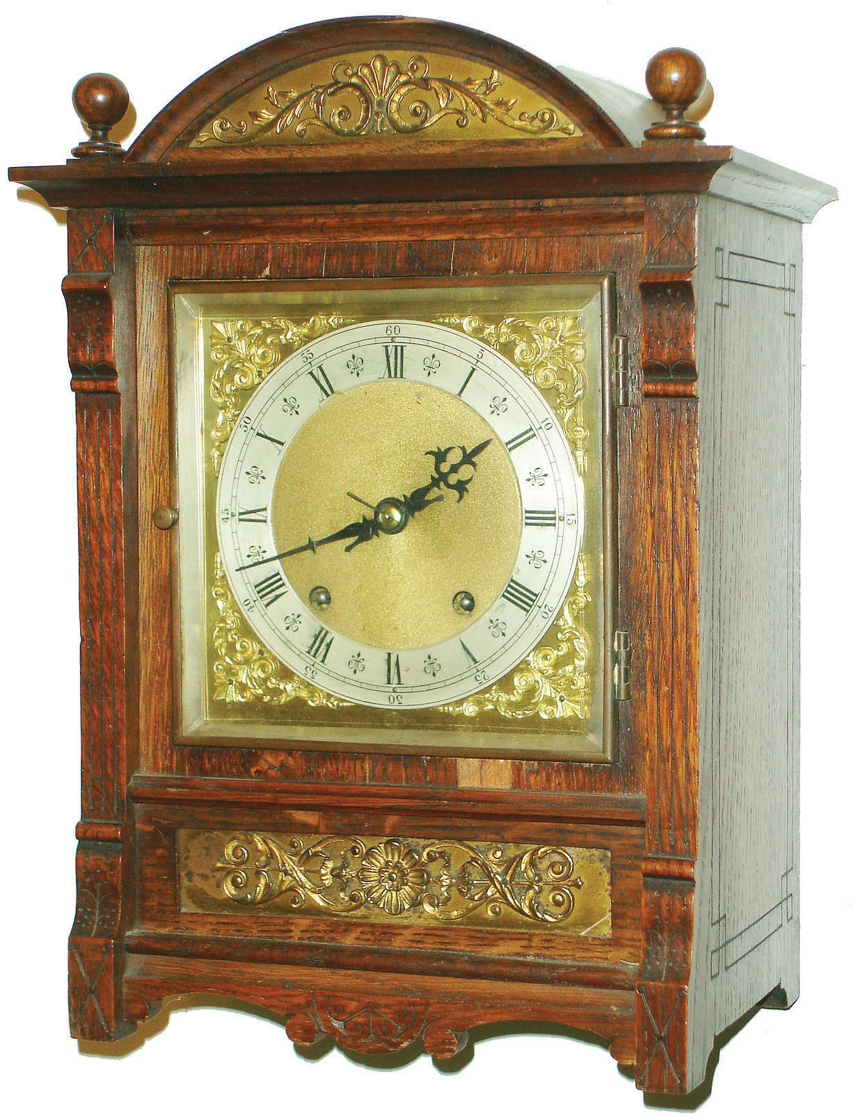 Winterhalder and Hofmeier, Schwarzenbach, Germany, oak 8 day quarter striking bracket clock, c1910 — Antique Clocks Price Guide