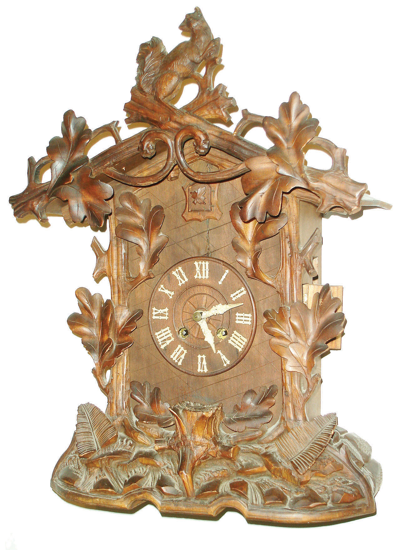 Black Forest German carved wood 8 day time and strike spring wound shelf cuckoo clock, movement stamped G.H.S., c1880 — Antique Clocks Price Guide