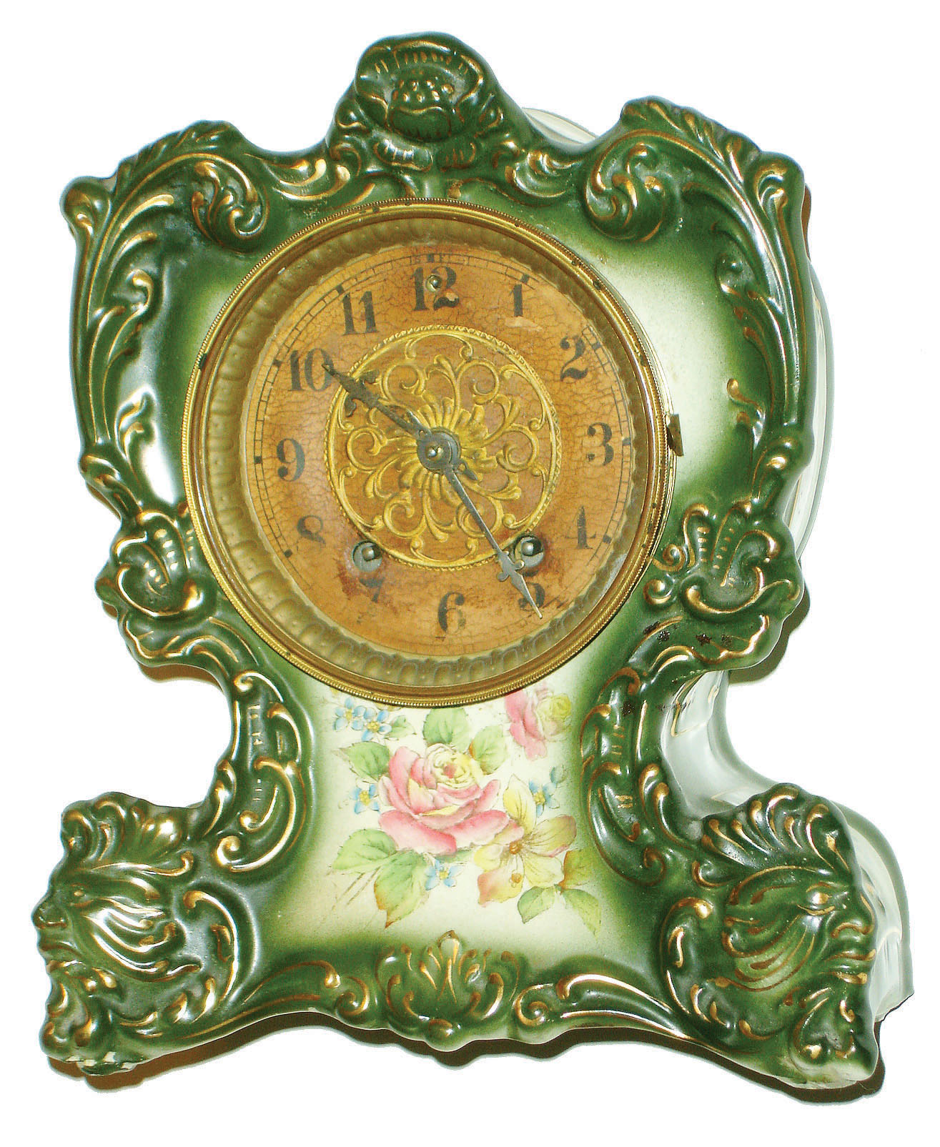 Waterbury Clock Co., Waterbury, Conn., "Parlor No. 93" 8 day time and strike porcelain mantel clock, c1896 — Antique Clocks Price Guide