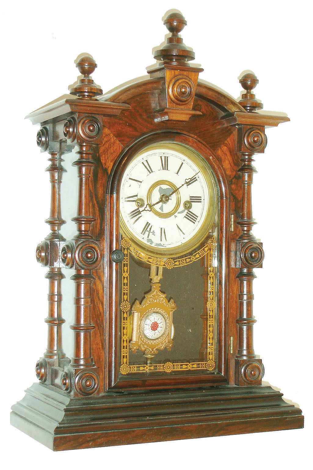 Welch, Spring, & CO., Bristol, Conn., "Patti V.P.", rosewood shelf clock with 8 day time and strike movement, c1880 — Antique Clocks Price Guide