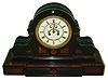 French large black and red marble 8 day time and strike mantel clock, visible escapement, c1890