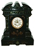 French large black marble 8 day time and strike mantel clock, visible escapement, dial signed "Liddles, Middlesboro", c1890