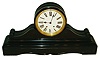 French very large black marble 30 day time and strike tambour mantel clock, c1890