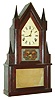 Elisha Manross, Bristol, Conn, 8 day, time and strike fusee strap brass movement steeple on frame or double steeple shelf clock, c1845