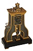 French Industrial clock by Guilmet, "Steam Hammer", with gilt and patinated bronze case on a black slate base with gilt feet, the hammer forming part of the complex compound pendulum, rising and falling, appearing to strike the anvil as the clock ticks, 8 days, time and strike, movement signed Japy Freres, counting the hours and striking the half hour on a bell, also with Guilmet's mark on the back plate, dial with applied gilt Roman numerals, with gilt spade hands, c1880