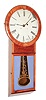 Silas B. Terry, Terryville, Conn., long drop regulator wall clock, 8 day, time only, weight driven movement in a mahogany case with painted metal dial and reverse painted lower tablet, c1855