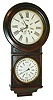 Welch, Spring & Co., Forestville, Conn., "Round Head Regulator No. 4" 8 day, time and strike B.B. Lewis double dial calendar wall clock, c1878 This clock was made for the Spanish market.