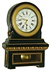 Lepaute, Paris, shelf or mantel clock, ebonized wooden case with carved egg and dart and acanthus moldings, the sides with carved rosettes, turned wooden bezel with convex glass, Roman numeral, convex white enamel dial with outer 5 minute markers, signed "LEPAUTE Hger DU ROY A PARIS", brass dial mounting plate with regulator and scale above 12:00, very nice gilt Louis XV style hands with engraved detail, rectangular timepiece movement with pinwheel escapement, going for one, possibly two weeks, heavy lead filled brass pendulum with steel rod, c1780