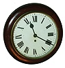English dial mahogany 8 day time only fusee pub clock, 9" painted metal dial, c1890