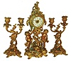 Jennings Brothers cast metal 30 hour figural novelty clock set, c1890
