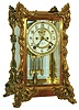 Ansonia Clock Co., New York, "Duke" brass and beveled glass 8 day time and strike crystal regulator, visible escapement, c1904