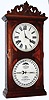 Ithaca Calendar Clock Co., Ithaca, N.Y., "No.10 Farmer's Model" walnut 8 day time and strike calendar shelf clock, dated 1887