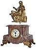 French marble and spelter figural 8 day time-only mantel clock, c1900