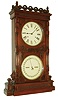Seth Thomas Clock Co., Thomaston, Conn., "Parlor Calendar No. 10" shelf clock, 8 days, time, strike and perpetual calendar, weight driven movement in a walnut case with painted metal dials, c1885