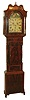 English tall clock, 8 days, time and bell strike, weight driven movement in a mahogany veneer case with painted iron dial, c1840