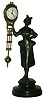 Reproduction, China, of Junghans "Barmaid" 30 hour cast metal swinger clock on wood base, modern