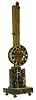 Asian reproduction "Huguenin A Paris" swinging 8 day timepiece on marble base and brass stand including dome and base, c1990