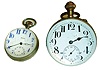 Clocks- 2 (Two) time only 8 day glass paperweight clocks, one French, one Swiss, early 20th century