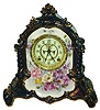 Ansonia Clock Co., New York, "La Verdon" Royal Bonn 8 day time and strike porcelain mantel clock, visible escapement, in cobalt blue c1901