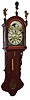 Dutch, Staartklok, reproduction mahogany 30 hour hanging clock with alarm, calendar and moon dial, c1990