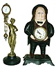 Clocks- 2 (Two) Asian cast metal 30 hour reproduction novelty clocks:  Junghans style figural swinger; John Bull with moving eyes; modern