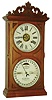 Ithaca Calendar Clock Co., Ithaca, New York, "No. 10 Farmer's" 8 day, time, strike and alarm double dial calendar shelf clock, c1880