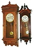 Clocks- 2 (Two) Asian 30 and 8 days carved and stained wood striking wall clocks, late 20th century