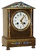 French cast brass and cloisonne 8 day time and strike mantel clock, c1890