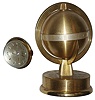 Clocks- 2 (Two) Swiss 8 day desk timepieces: Accura brass globe form annular dial; Observator brass and glass paperweight ball form 17 jewel; mid 20th century