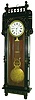 New Haven Clock Co., New Haven, Conn., "Regulator No. 6" wall clock, 8 days, time only, weight driven movement with pinwheel escapement in an ebonized cherry case with gold highlights and white enamel dial, c1883