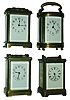 Clocks- 4 (Four) 8 day brass and glass  carriage clocks, three time-only French, one Waterbury "Sage" repeater, early 20th century