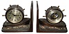 Chelsea Clock Co., Boston, Mass. "Bookends" cast bronze set of 8 day timepiece and barometer/thermometer, c1941