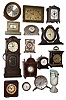 Clocks- 15 (Fifteen) small mechanical wood, metal and marble case, 19th & 20th centuries