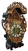 Dutch Stoelklok, painted wood and cast metal time and strike wall clock, 30 hour weight driven, c1790