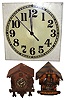 Clocks- 3 (Three) wall clocks:  glass electric; two cuckoos; 20th century