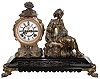 Ansonia Clock Co., New York, "Reubens" figural clock on an enameled iron base, 8-day time and strike with visible escapement, c1894