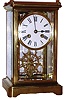 France, very unusual crystal regulator with ships wheel pendulum, polished brass case brass bezel with Roman numeral white enamel dial, blued steel hands, 8 day pendule a Paris movement with Brocot escapement, striking on a bell, with ships wheel form pendulum, the pendulum suspended on pivots in a saddle mounted to the case bottom, and driven by a long crutch, c1900