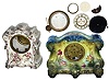 Clocks- 2 (Two) porcelain clock cases: Ansonia "La Vergne" with movement and dial parts; "Choctaw" case only, early 20th century