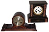Clocks- 2 (Two) 8 day time and strike mantel clocks: Waltham mahogany tambour; French marble with dial signed "George H. Ford, New Haven", early 20th century