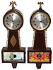 Clocks- 2 (Two) Sessions "Halifax" mahogany 8 day time and strike banjo clocks, c1930