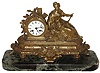 French gilt bronze, attached to marble base, figural 8 day time and strike mantel clock, c1890