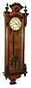 Vienna regulator wall clock, 8 days, time and strike, two brass weight driven movement in a walnut and burled walnut veneer case with ebonized trim and two part white enamel dial and second's bit, c1900 serial #57145
