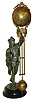 Ansonia Clock Co., New York, New York, "Fisher" ball swinger figural mantel clock, 8 days, time only, spring driven movement in a gilt finished ball case supported by a statue of a fisherman, c1880