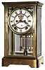 Ansonia Clock Co., New York, "Prism" 8 day time and strike crystal regulator mantel clock, visible escapement, c1914