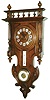 French walnut 8 day time and strike wall clock with thermometer and barometer, c1910