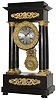 French Empire enameled wood 8 day time and strike portico mantel clock, c1870