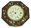 Litchfield Mfg. Co., Litchfield, Conn., 8 day, MOP paper mache lever movement wall timepiece, c1850
